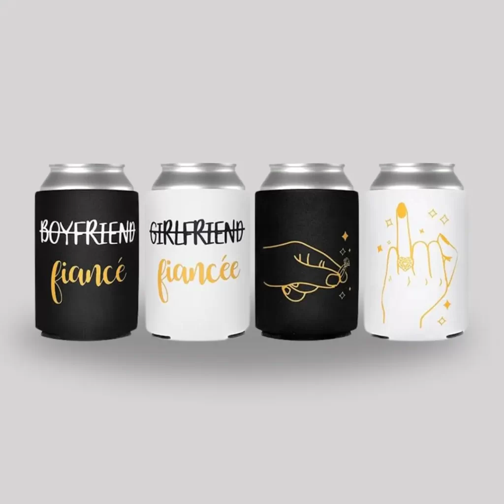 bridal themed can sleeves